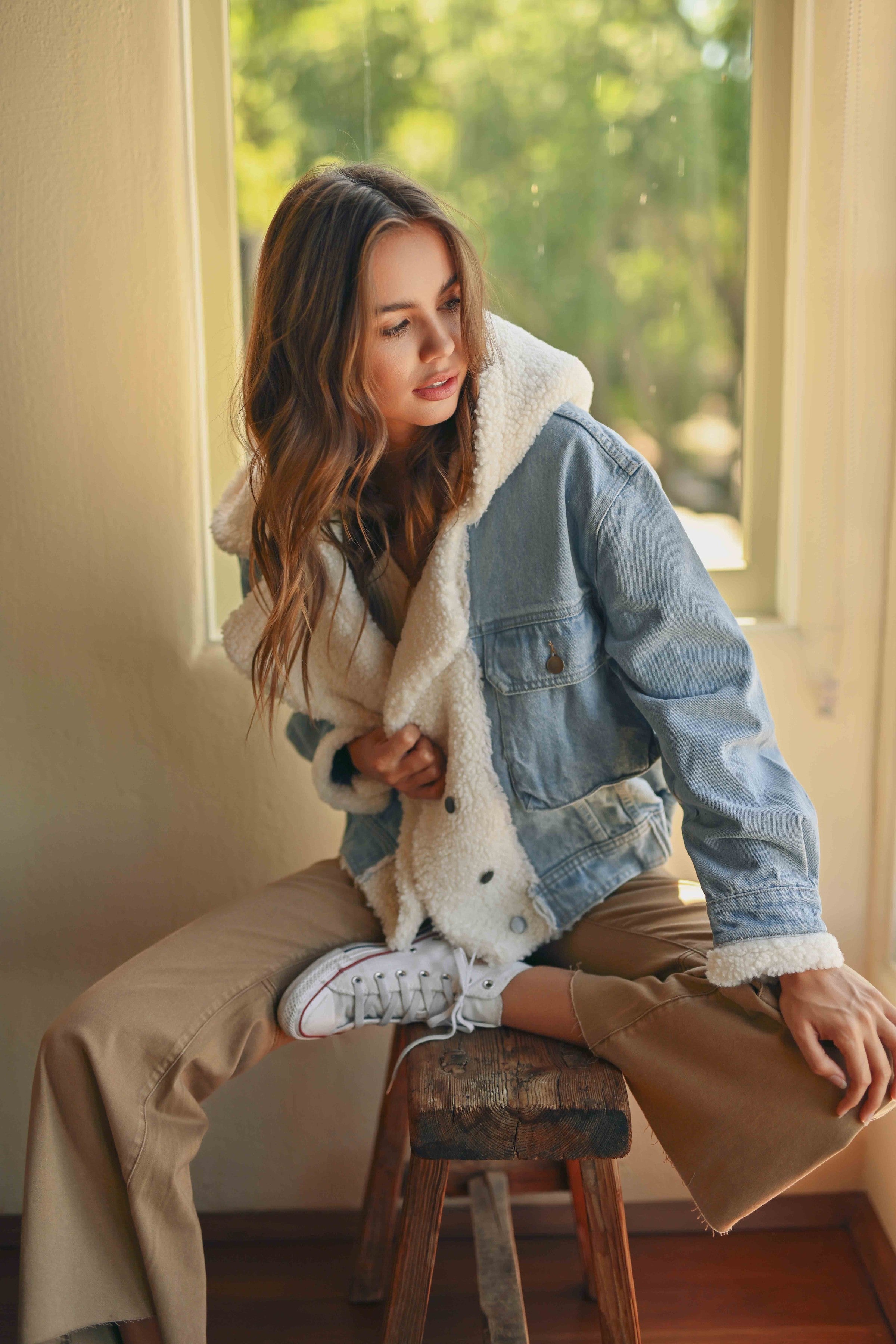 Maggie Sherpa Lined Denim Jacket