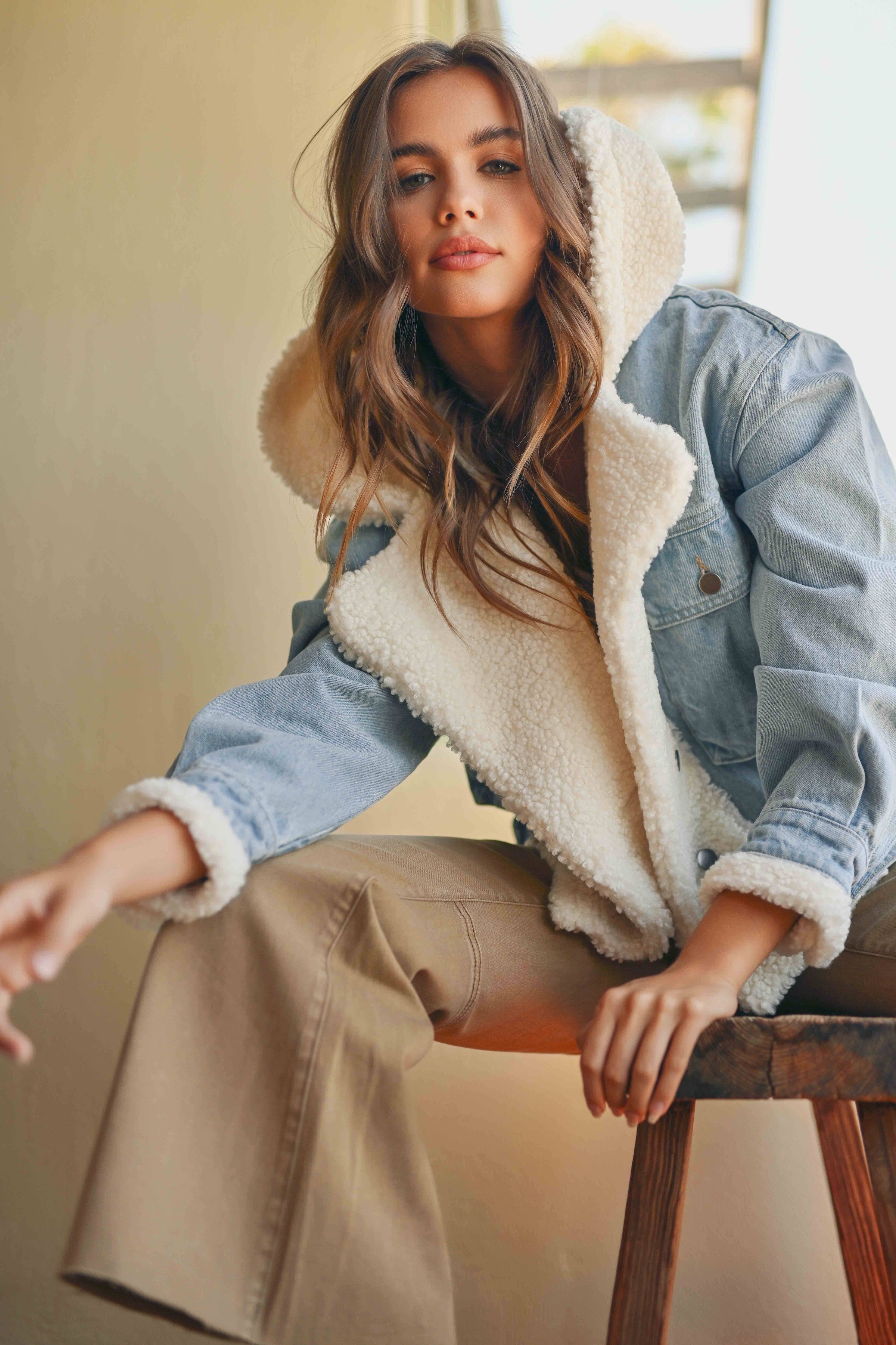 Maggie Sherpa Lined Denim Jacket