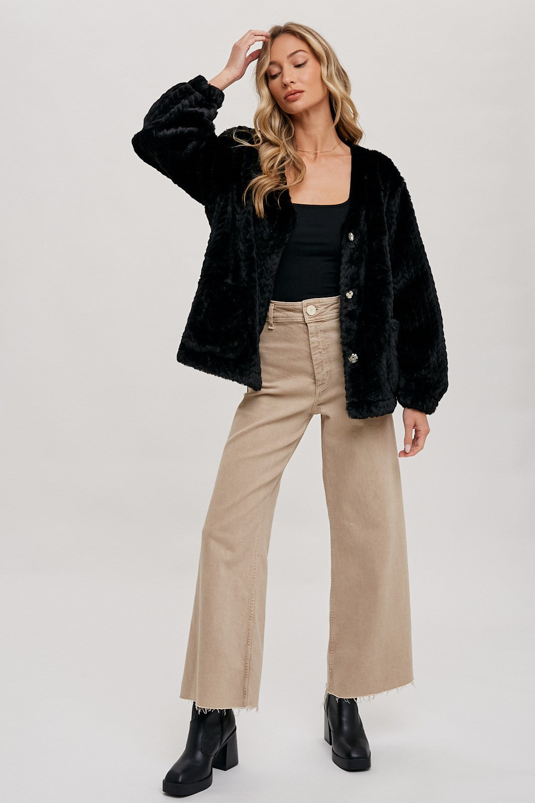 Always Eco Fur Jacket in Black