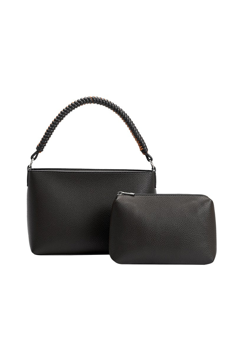 Cindy Recycled Vegan Crossbody Bag in Black