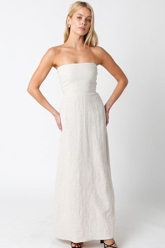 Blaire Linen Maxi Dress in White
